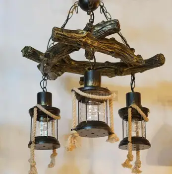 

Attic resin hemp chandelier Chinese antique personality American vintage clothing store bar lamp CL GY282