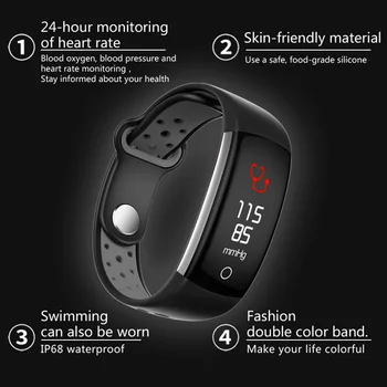 

Mehrsprachig Smart Bracelet Bluetooth Heart Rate Blood Pressure Sleeping Monitoring Watch EM88