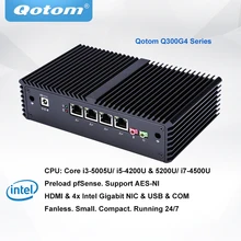 QOTOM Pfsense Mini PC with Core i3 i5 i7 processor and 4 Gigabit NICs support AES