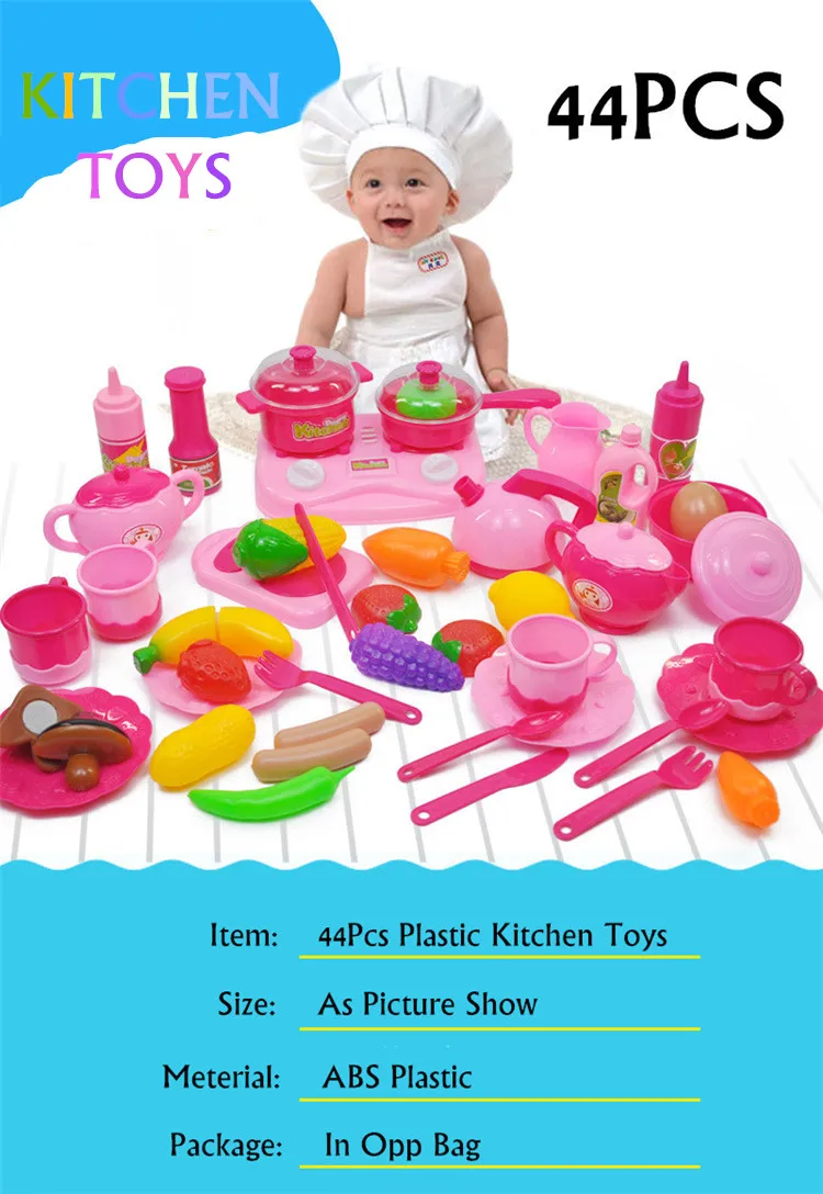 Mylitdear pinkchildren Кухня комплект Ролевые игры сократить игрушка Посуда 44 шт. фрукты овощи Пластик дети готовить Еда eduacation игры