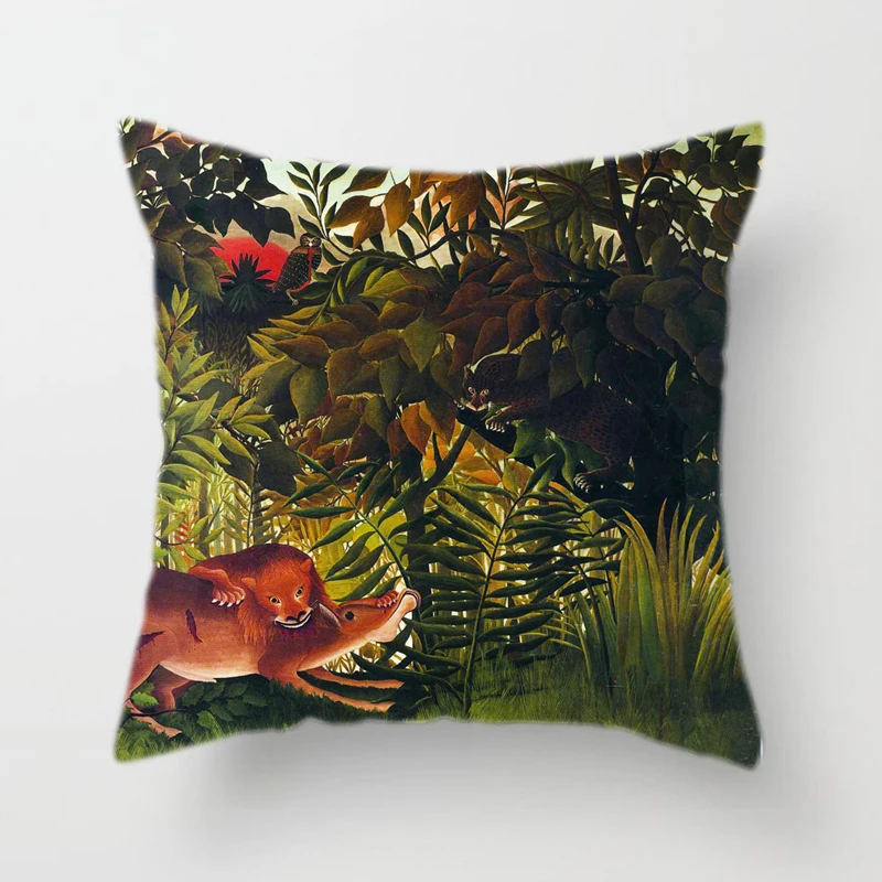 Джунгли растение наволочка натуральная подушка с пейзажем Чехлы абстрактная серия масляной живописи декоративный домашний диван офисная 45X45 - Цвет: jungle-05