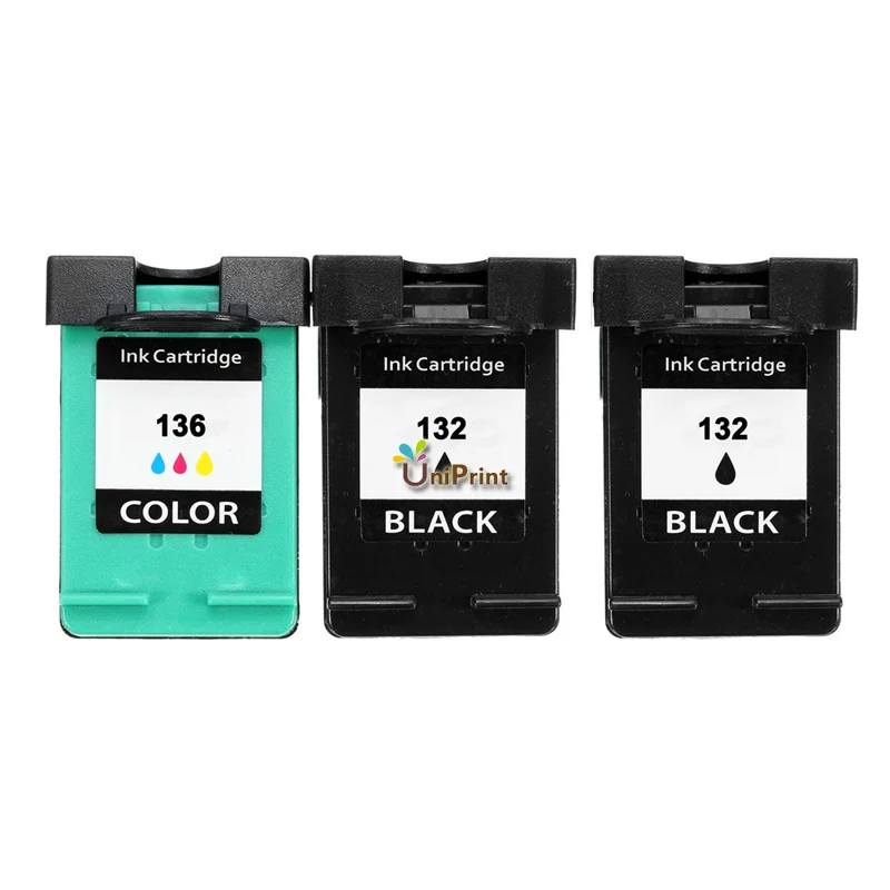 UP 3PK для HP 132 136 восстановленные чернильные картриджи принтера Officejet 6213 5443 D4163 Photosmart