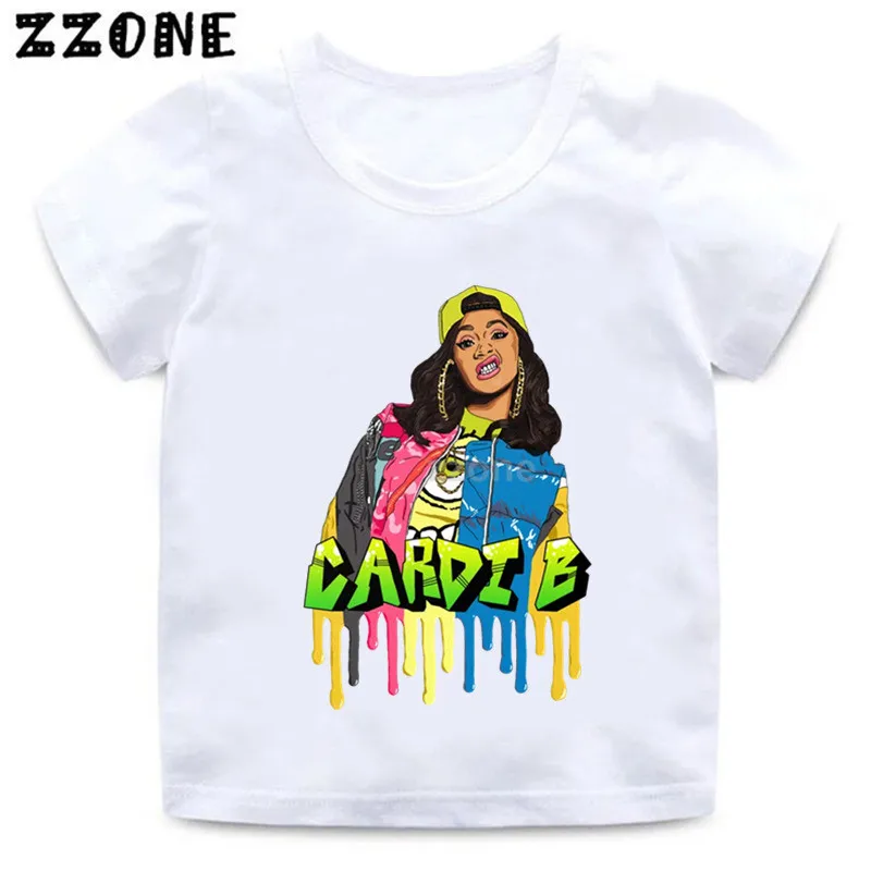 

Boys and Girls Hip Hop Rapper Cardi B Print T shirt Baby Kids Fashion Funny Clothes Children Summer Short Sleeve T-shirt,ooo5260