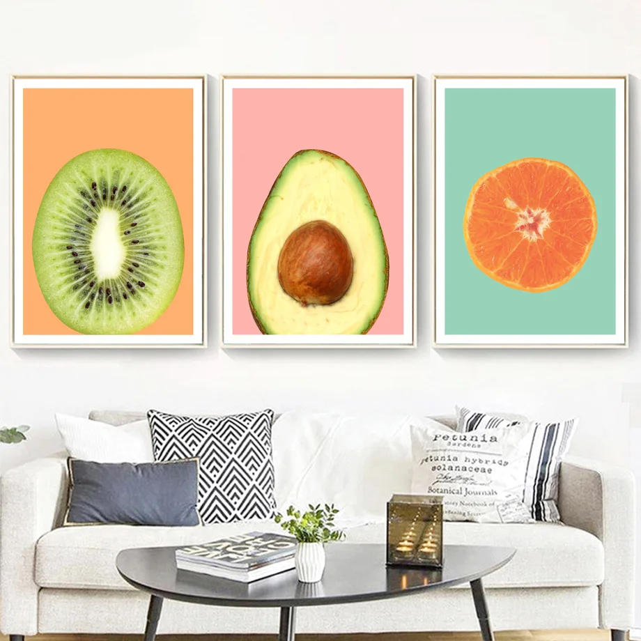 KIWI STRAWBERRY ORANGE FRUITS CANVAS PICTURE PRINT WALL ART VARIETY OF SIZES