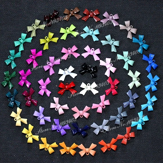 100 шт. разноцветные эмалированные банты 11 х16 мм|bow charms pendant|charm pendantenamel bow |