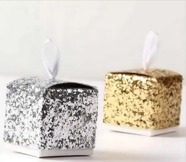 European Glitter Box Wedding Party Gift Favors Box Festive Party Wrapping Supplies Wedding Candy Box Gold Silver Glitter   7