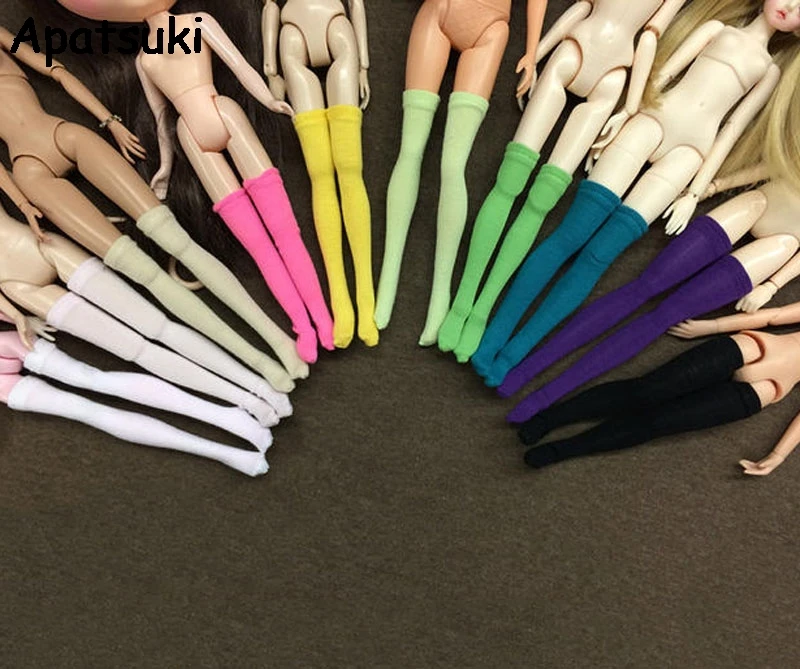 

5pairs/lot Pure Color Doll Stockings for Blythe Dolls Elastic Thigh High Stocking Long Sock For Barbie 1/6 Doll Accessories