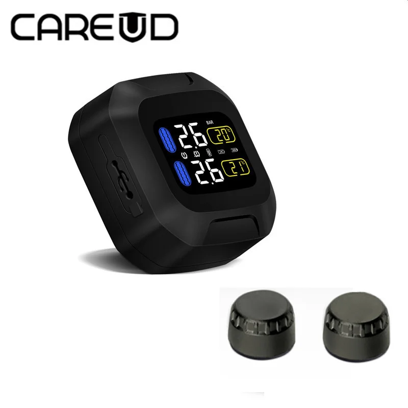 

CAREUD Moto TPMS Wireless Motorcycle Tire Pressure Monitoring System 2 External Sensor Waterproof Moto Tools Car Alarm System