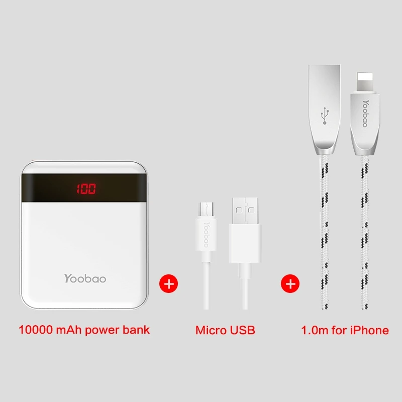 Yoobao mi ni power Bank, 10000 мА/ч, милое зарядное устройство, портативное зарядное устройство, внешняя батарея, повербанк для Xiaomi mi 2, для телефона huawei P9 - Цвет: white cable