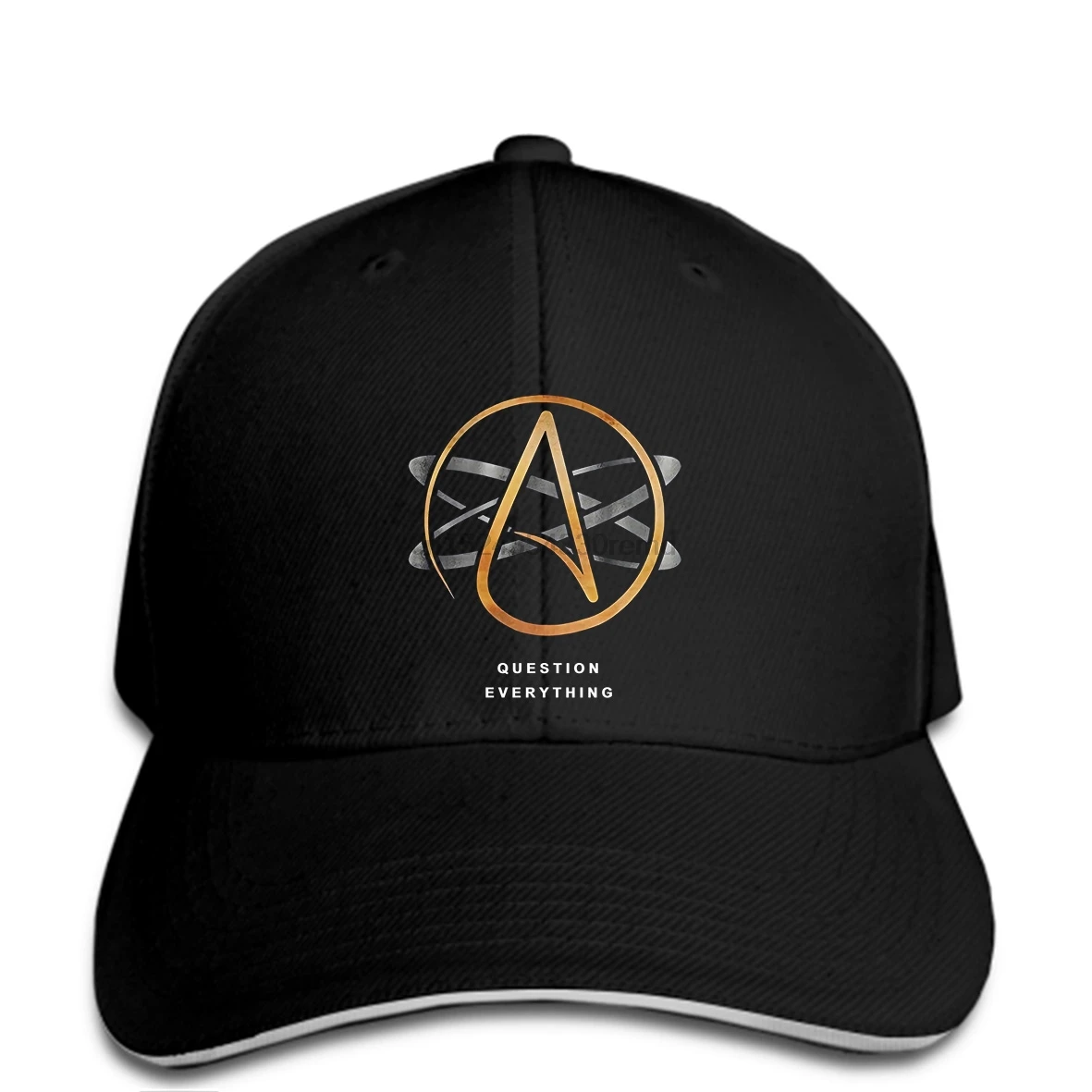 

hip hop Baseball caps Funny Men hat cap Black Atheist Logo Science Atom Symbol Question Everything cap For Men