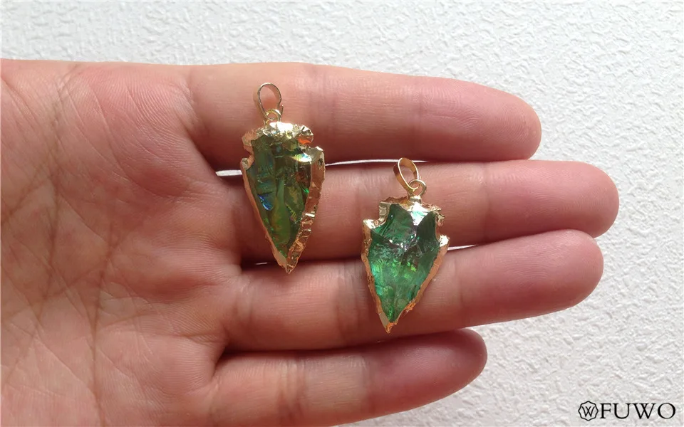 Aura Crystal Quartz Arrowhead Pendant 12