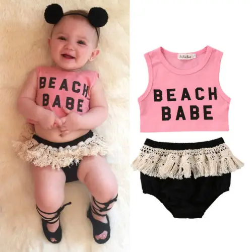 Newborn Kids Baby Girl Clothing Set Crop Top Vest Sleeveless Tassels