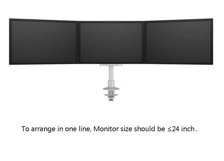 Desktop Triple Monitor Holder Support Aluminum