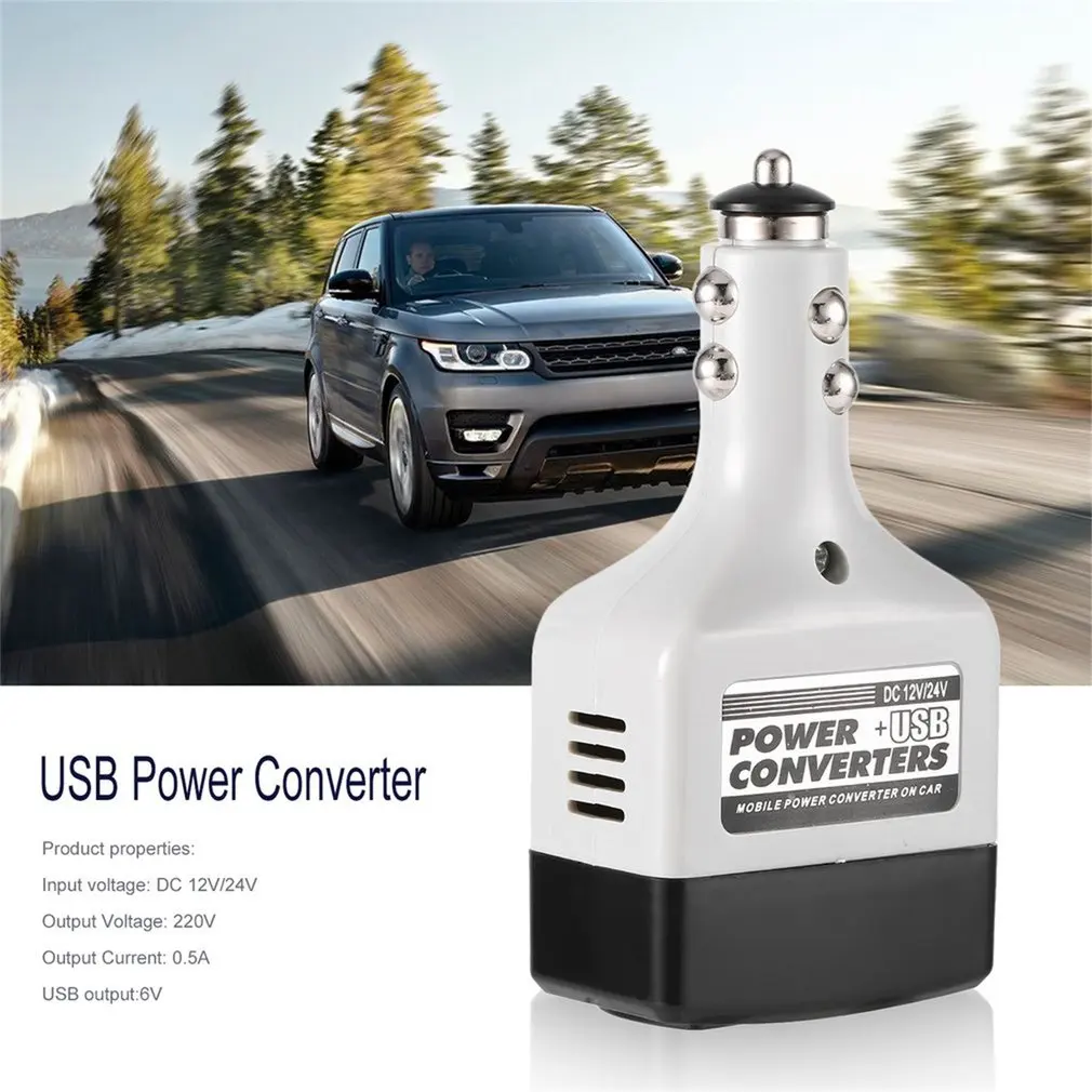 DC 12/24 V إلى AC 220 فولت/USB 6 فولت محول طاقة السيارة محول المحمول السيارات الطاقة شاحن سيارة محول مع USB واجهة