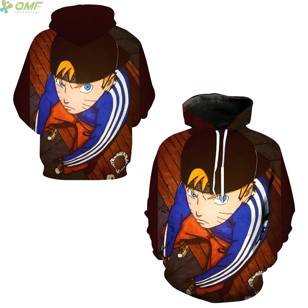 Anak Naruto Naruto Uzumaki Digital Print Hooded Hoodies Kasual