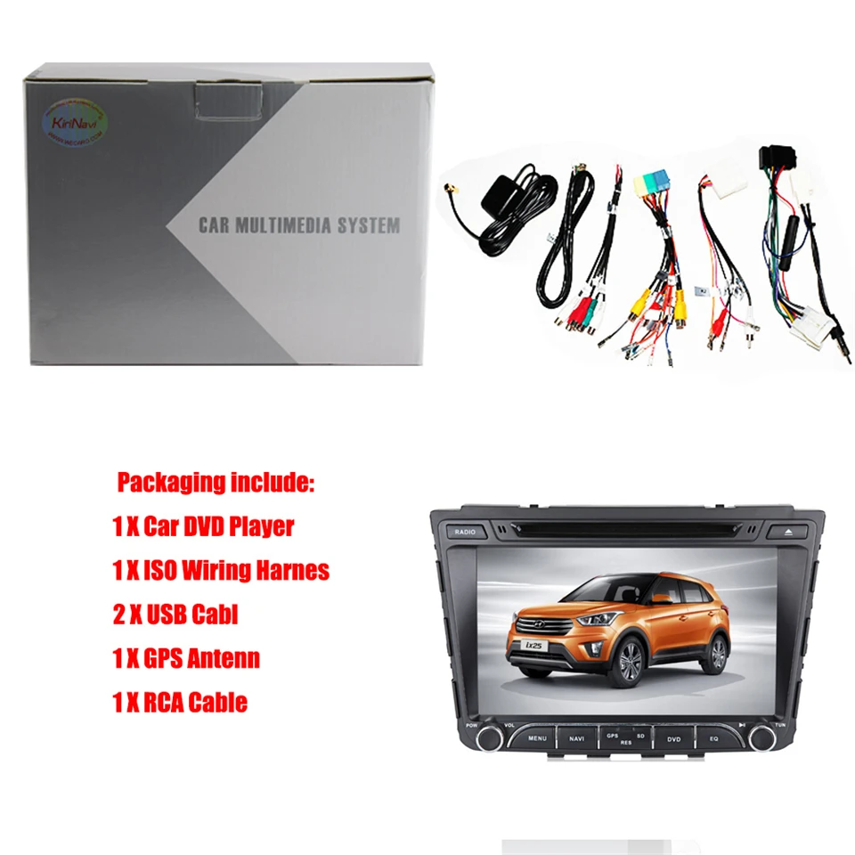 Perfect KiriNavi Octa core 4G LET android 7 car dvd gps navigation for Hyundai IX25 radio support 4K Video 4G 5