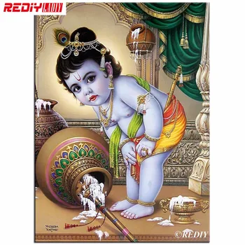 

DIY 5D Diamond Mosaic God of Hindu 3D Diamond Painting Cross Stitch Kits Diamonds Embroidery Shinny Round Drill Home Decoration