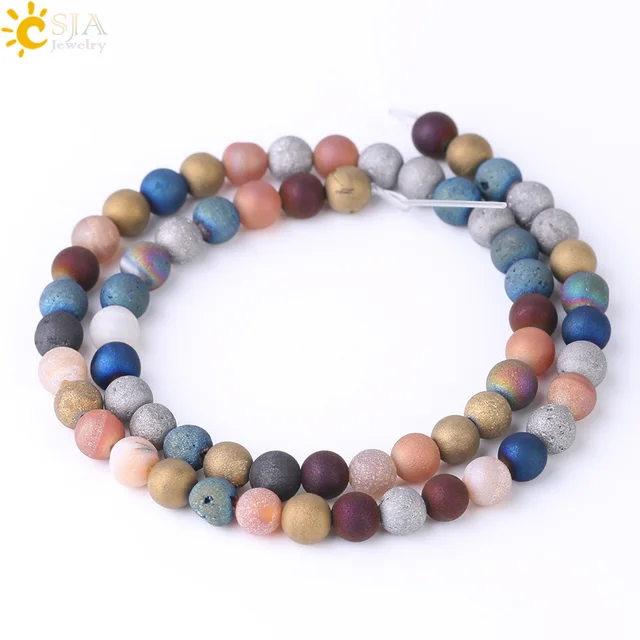 CSJA-Cuenta de piedra Natural suelta para fabricación de joyas, cuentas minerales de cuarzo de cristal en bruto, collares de pulseras DIY F545, 6, 8, 10, 12 y 14mm CSJA-Cuenta de piedra Natural suelta para fabricación de joyas, cuentas minerales de cuarzo de cristal en bruto, collares de pulseras DIY F545, 6, 8, 10, 12 y 14mm
