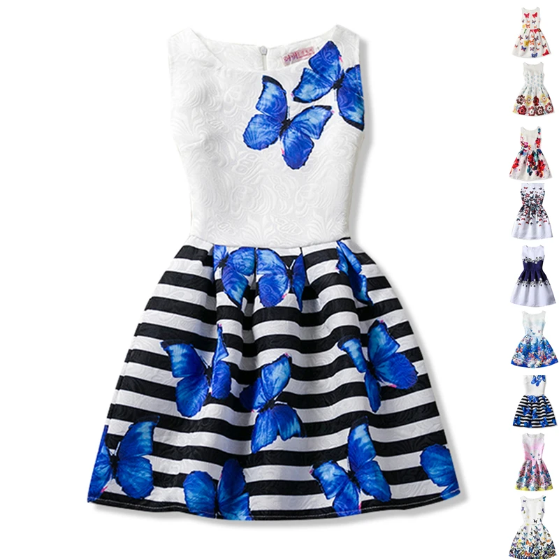 

Baby Girls Dresses Flower Floral Print Kids Party Dress Teenage Girl Clothing Princess Christmas Kids Dresses For Girls Clothes