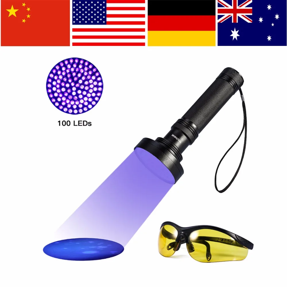 

UV 100LED Flashlight Torch Light Scorpion 395-400nm Ultra Violet Light Blacklight UV Lamp Torch For Dog Urine Pet Stains and Bed