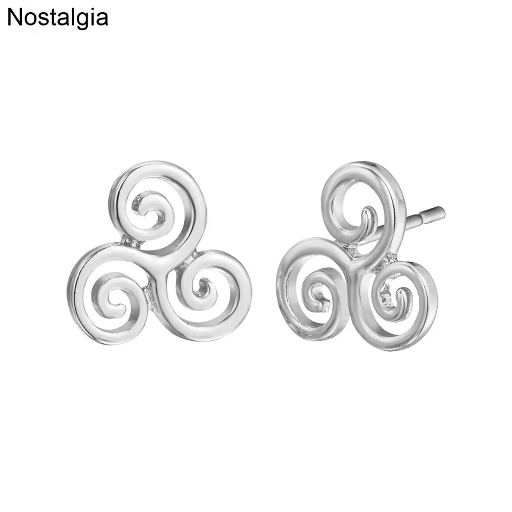 

Triskelion Triskele Spiral Teen Wolf Knots Symbol Cute Small Earrings Studs Earing Women Men Jewellery