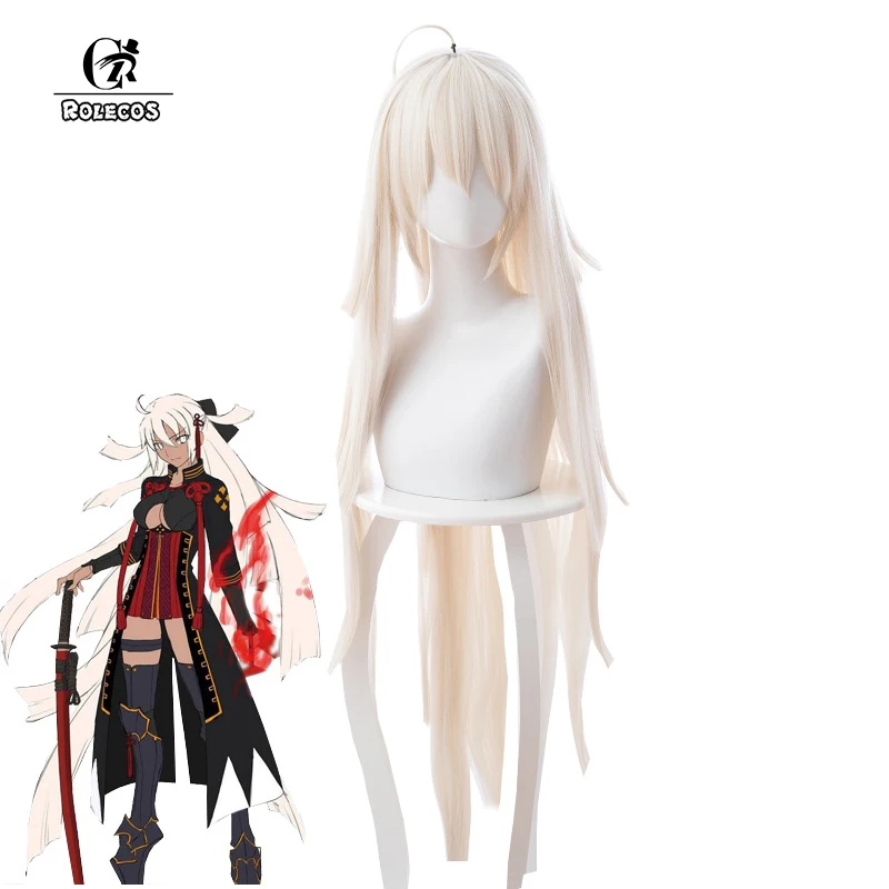 Волосы для косплея ROLECOS FGO из японского аниме Fate Okita Souji белый головной убор 120 см
