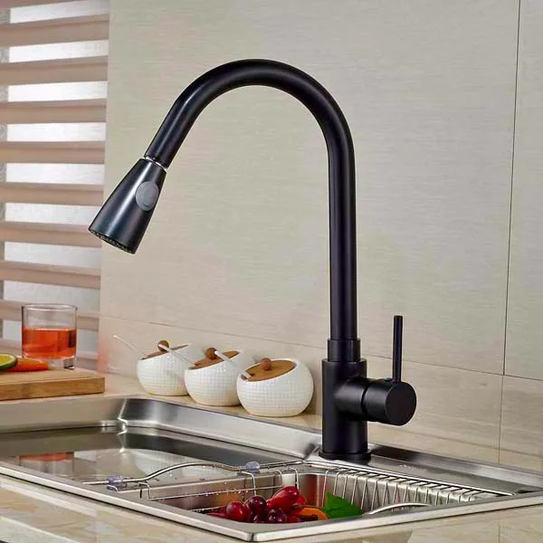 

NEW Pull Out Sprayer Kitchen Faucet Swivel Spout Vessel Sink Mixer Tap Single Handle Hole Hot And Cold