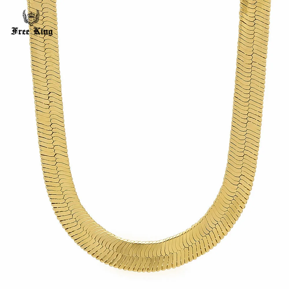 Classy Mens 24K Yellow Golden 30" inch Flat Herringbone Chain Necklace 10 MM 90g Free King on