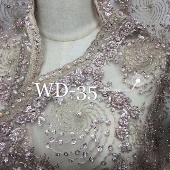 

5yards /lot Heavy handmade beaded African French Lace Fabric on Tulle embroidery bridal wedding dress Lace Fabrics