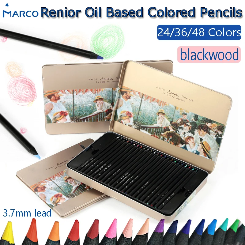 

Marco Renior Oil Base Colorful Pencils lapices prismacolor crayons de couleur drawing set 24 36 48 colors wooden colored pencil