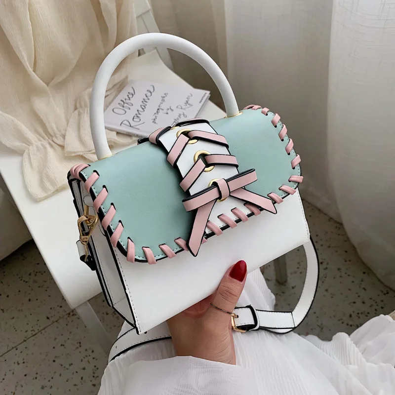 

Women's Bag 2019 New Fashion Slant Bag Women's Single Shoulder Bag Collision Colored Braided Handbag