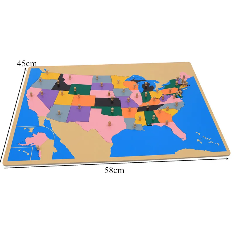  Baby Toy Montessori Puzzle America United States Map Learning & Education Early Childhood Education