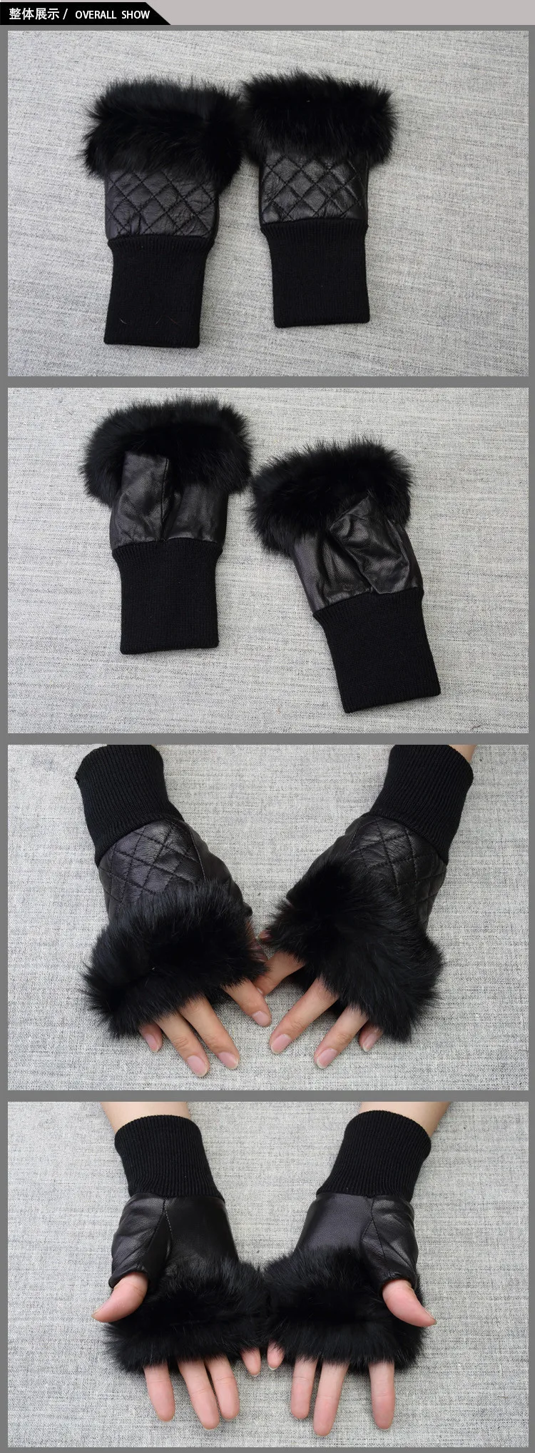 Высокое качество Элегантные Для женщин кожаные перчатки из натуральной кожи без пальцев с натуральным мехом осень-весна Термальность