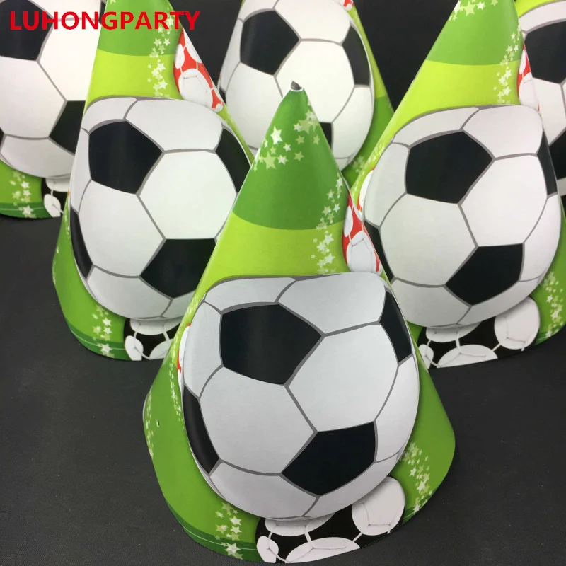 Buy 18pcs/lot Football Birthday Caps with strings Kids Boys party hats Cheering