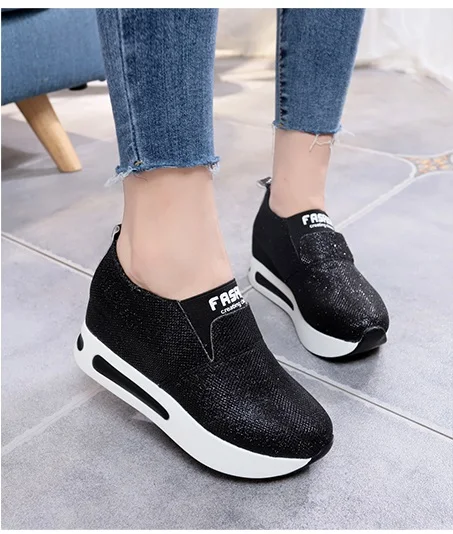 

Women Flat Shoes Slip On Casual Platform Shoes women winter platform shoes woman women's casual genuine leather Black 23-25.5cm