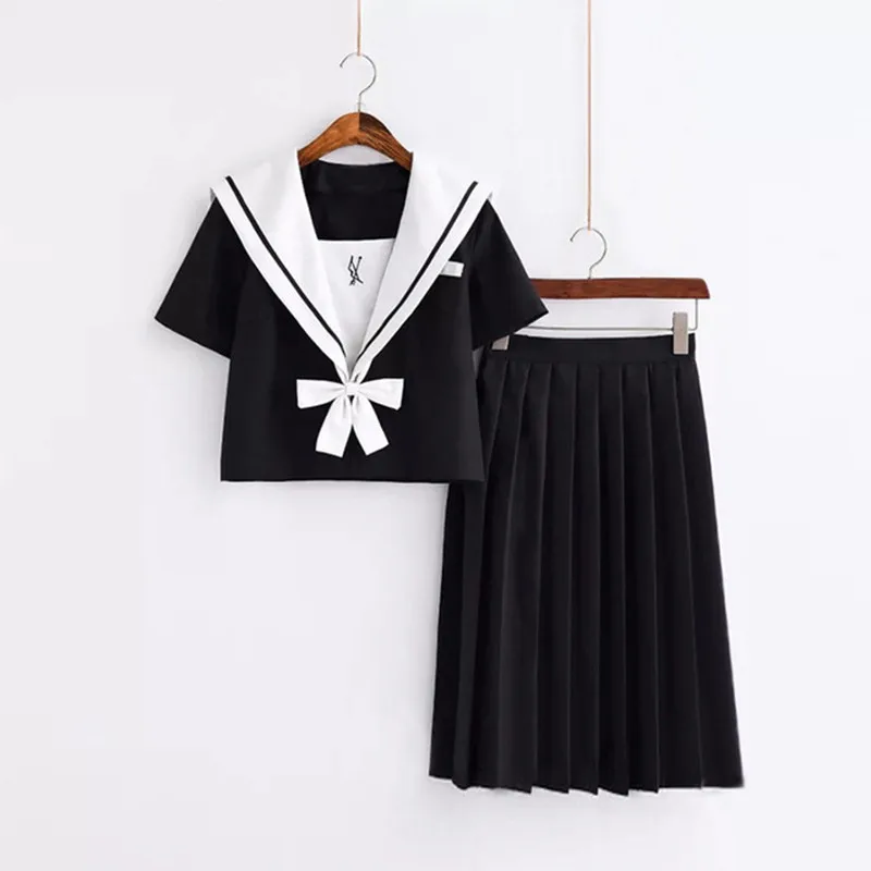 Черная любовь стрелы вышивка японская школьная форма девушки средней школы женщин Новинка Косплей моряка костюмы униформы s-xxl