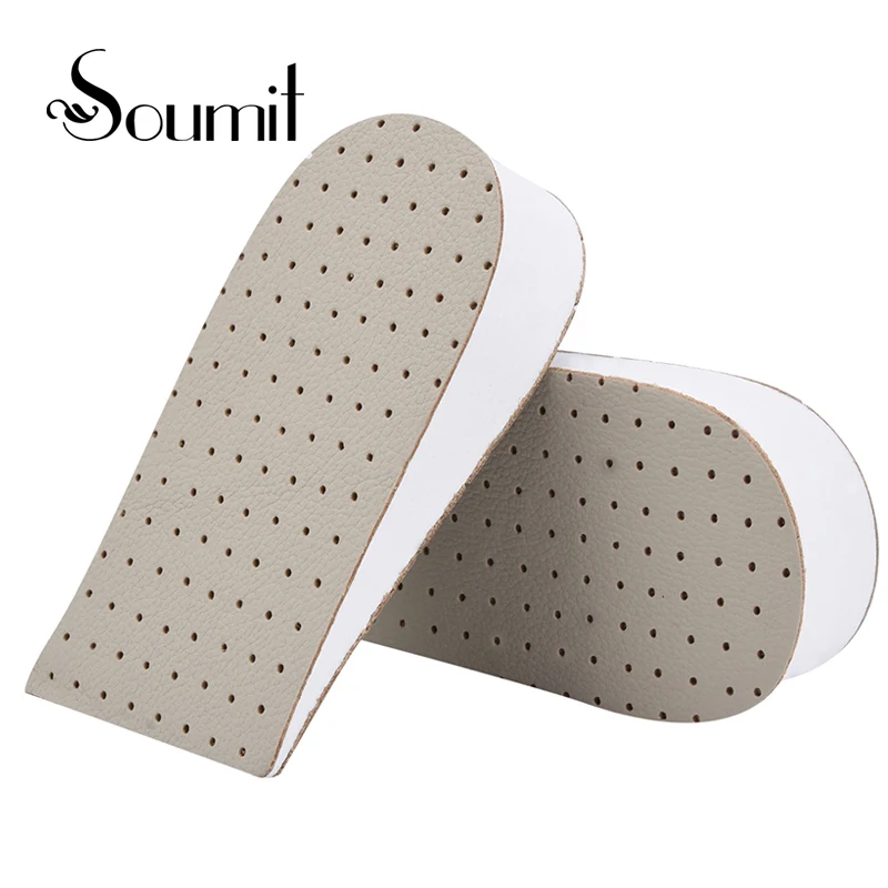 

1 Pair EVA Half Size Breathable Invisible Height Increasing Insoles Pads with Double-sided Genuine Cowhide for Comfortable
