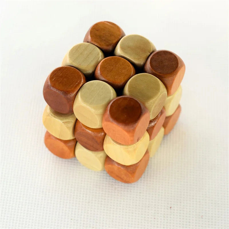 Snake Cube Wooden Brain Teaser Puzzle Toy Wooden Puzzle Cube Educational Toy Kong Ming Luban Lock