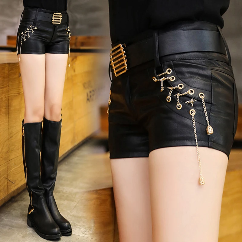 Женские мини шорты из искусственной кожи черные S ~ XL новинка 2019|leather shorts|pu leather