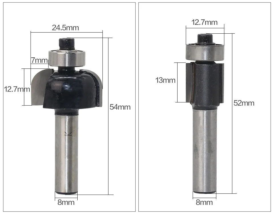 12 шт. 8 мм хвостовик древесины фрезы прямой концевой фрезы триммер очистки заподлицо отделка угловая круглая бухта коробка биты инструменты фрезерные Cutte