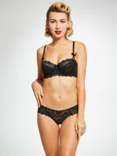 brief sets women sexy black lace up push up underwire Y-line Straps bra intimates adjusted-straps black sexy lace bra black halter lace up design lace details bra