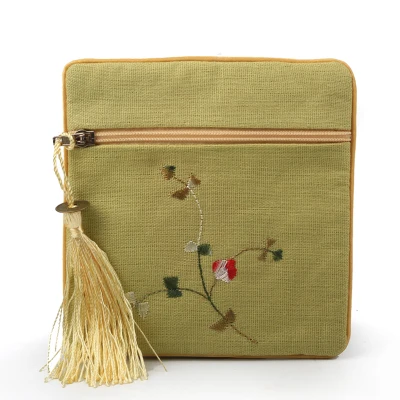 Китайская вышивка сумка квадратные сумки с молнией маленькая хлопчатобумажная сумка рождественские подарочные сумки, Кошелек вечерние сувениры 50 шт./партия - Цвет: Зеленый