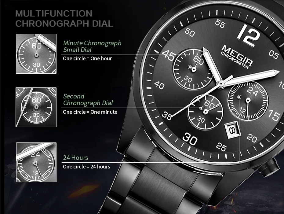 MEGIR Топ бренд мужские часы модные Хронограф военные кварцевые часы нержавеющая сталь Бизнес наручные часы Relogio Masculino