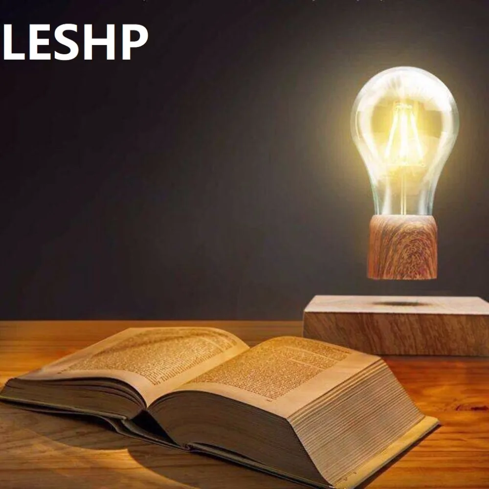 

Novelty Magnetic Floating Lighting Bulb night light Wood Color Base LED Lamp Home Decoration For Living Room Bedroom desk lamp