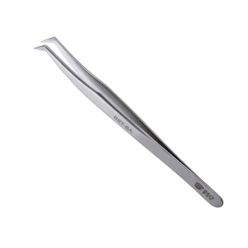 

1pcs Anti-static Eyelash Extension Tweezers Stainless Steel Electroplating Forceps Pliers Curved Tips for Nail Art Gem Decor