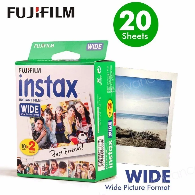 Genuine10.20.40 листов Fujifilm Instax Wide с белой кромкой+ Широкий радужная пленка для Fuji Instant фотобумага Камера 300/200/210/100 - Цвет: 20WideFilm