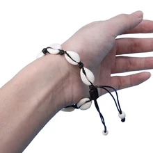 Ручной работы натуральная ракушка ручной вязки браслет ракушек аксессуары, Браслеты Женские бисерная прядь браслет