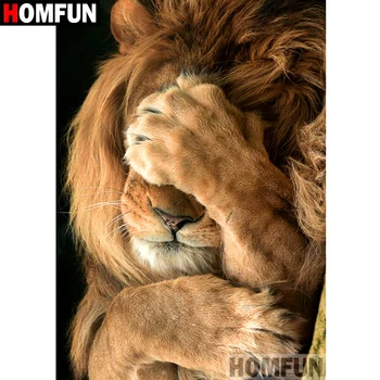 

HOMFUN Full Square/Round Drill 5D DIY Diamond Painting "Animal lion" Embroidery Cross Stitch 5D Home Decor Gift A07722