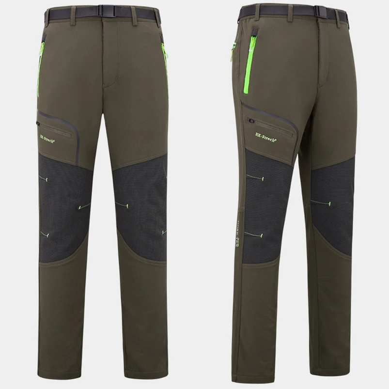 Invierno de los hombres pantalones de esquí de senderismo acampar al aire libre Softshell pantalones pesca impermeable a prueba de viento Trekking Fleece nieve
