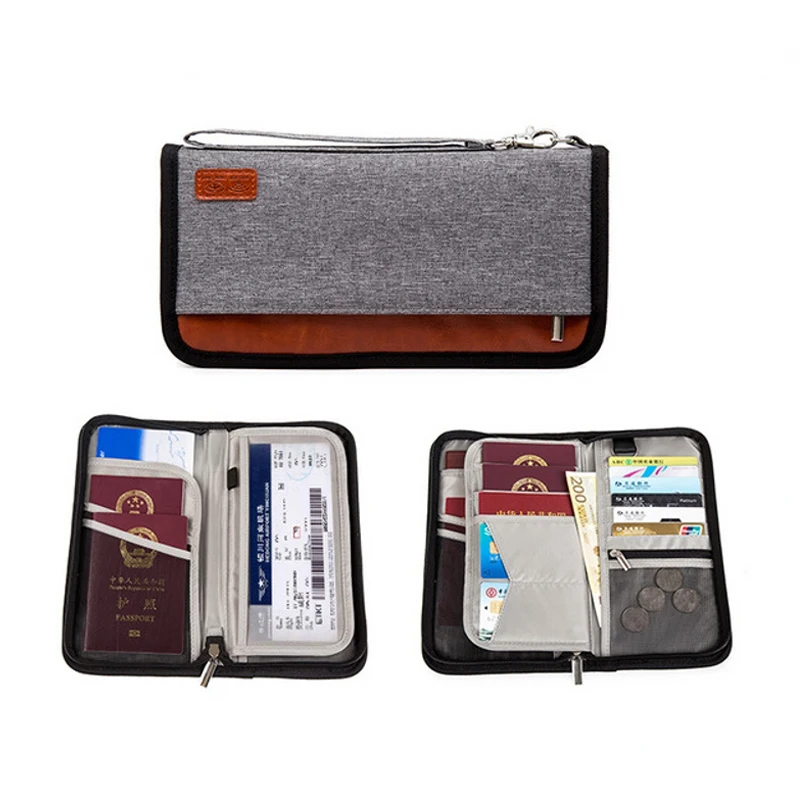 Baratos Viaje de calidad Anti RFID pasaporte paquete tarjeta de crédito paquete pasaporte Clip archivo Multi Tarjeta organizador bolsa embrague Cartera de viaje